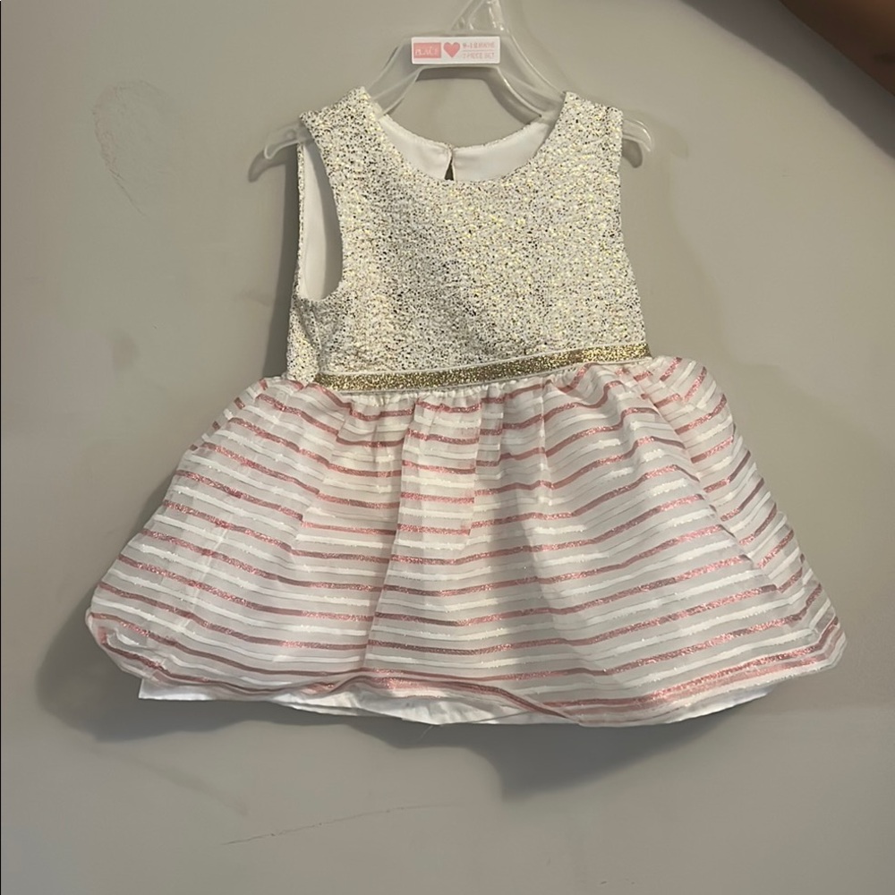 Sparkly Gold and Pink Striped Baby Dress